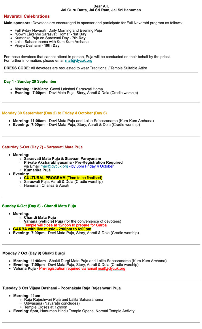 Navaratri Schedule19